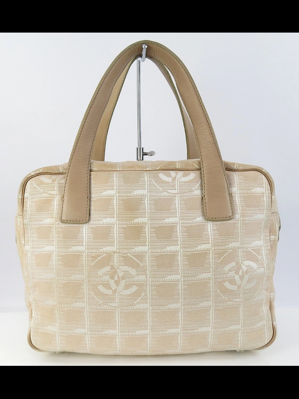 CHANEL Beige Canvas Tote with Signature CC Motif